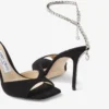 Sandales Saeda 100 en daim noir ornées de cristaux