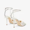 Sandales Saeda 100 en satin ivoire ornées de cristaux