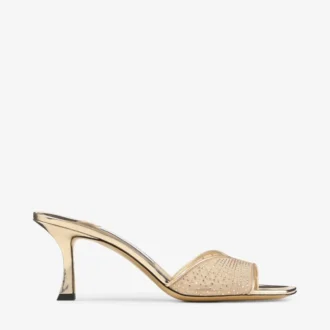 Sandales Skye 70 en maille cristal illusion dorée et cuir Liquid Metal