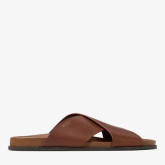 Sandales Sol Slide en cuir Vachetta couleur cigare
