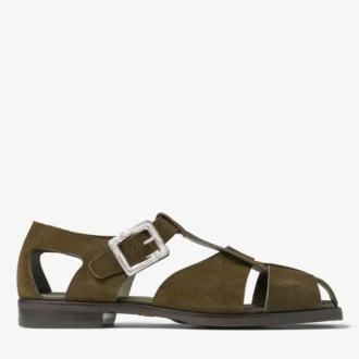 Sandales Sol Slide en daim velours vert mousse