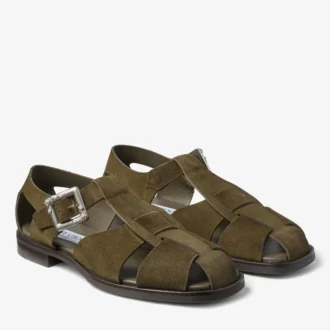 Sandales Sol Slide en daim velours vert mousse