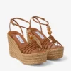 Sandales à talons compensés Lemi 100 en daim mélangé beige avec perles