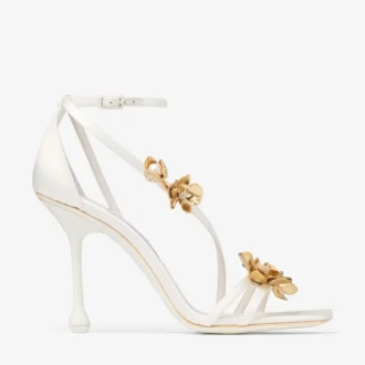 Sandales Zea 95 en satin ivoire à fleurs