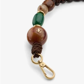 Sangle tressée Sangle en corde tressée marron multicolore avec perles