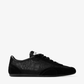 Sunny F en mélange de cuir noir et baskets basses à lacets jimmy choo