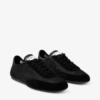 Sunny F en mélange de cuir noir et baskets basses à lacets jimmy choo